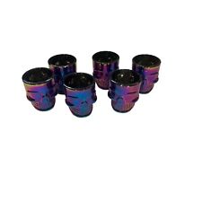 Shot Glasses Skull Set Of 6 Purple Flashed 2-1/4" Tall 1 Ounce Halloween Bar