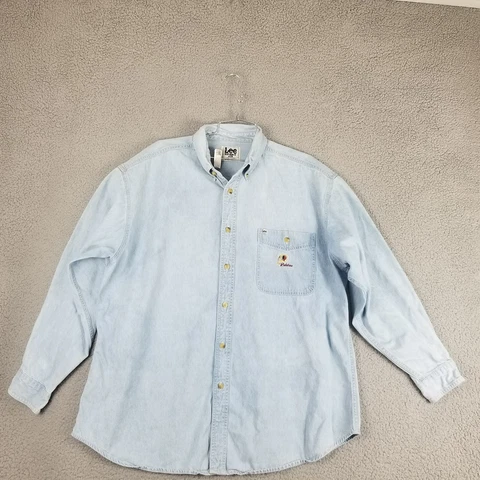 Washington Redskins Shirt Men XL Light Blue Denim Vintage Lee NFL Skins Football Cover