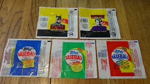 Topps Wax Wrappers - 2 Batman (1989) and 3 Baseball (1983-1985) + Fleer/Donr '83 - Picture 1 of 2
