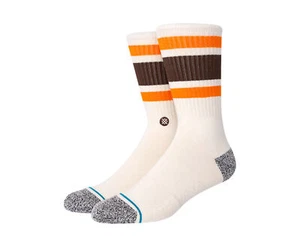 Stance Casual Boyd ST Off White/Orange/Brown Crew Socks A556A20BOS-OFW - Picture 1 of 4