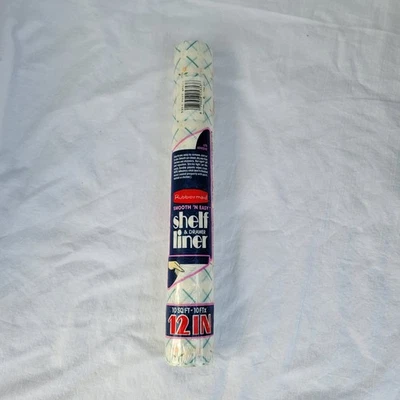 NUEVO DE COLECCIÓN 1986 Rubbermaid Shelf Liner Posy blanco, con verde azulado/amarillo/naranja floral Foto 1 de 3