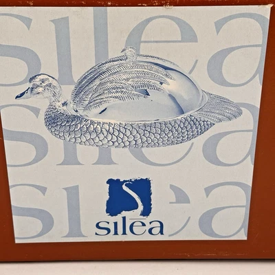 SILEA SILVER PLATE DUCK PATÈ FOIE GRAS SERVER ORNATE MID CENTURY W/ LID *NOS* - Image 1 of 4