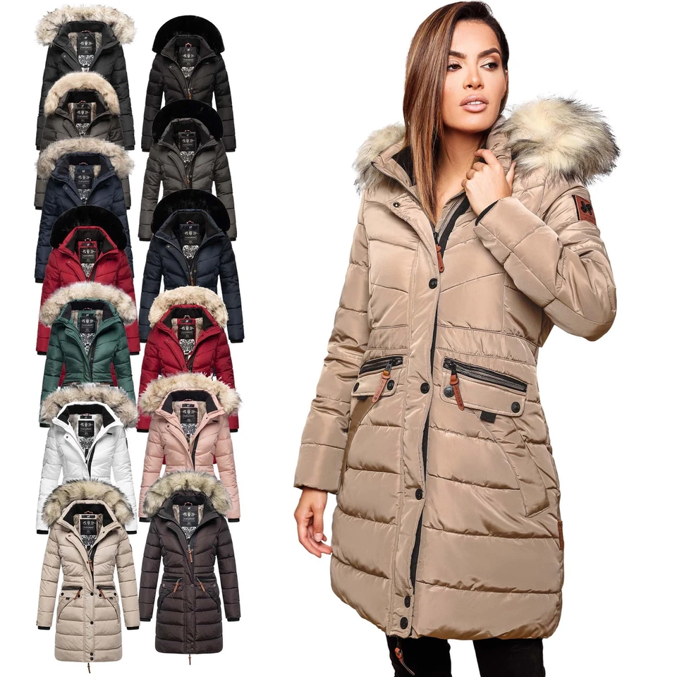 Navahoo Paula Damen Winter Jacke Mantel Parka warm gefütterte Winterjacke B383 - Bild 1 von 3