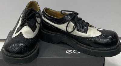 T.U.K Anarchic Mujer 8.5-9 EU40 Punta de Ala Zapato Negro Blanco Creepers Esmoquin Dandy Foto 1 de 4