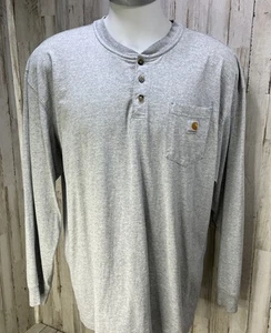 Carhartt Men Sz 2XL Original Fit Henley Pocket T Shirt Gray Long Sleeve Workwear - Picture 1 of 8