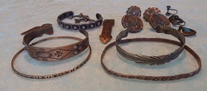 LOT COPPER SOUTHWEST JEWELRY THUNDERBIRD BARETTE EARRINGS BRACELETS BELL TRADING - Picture 1 of 7