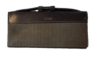 Esprit Vintage 80s Trifold Olive Green Brown Leather Trim Handle Women’s Wallet - Image 1 of 4