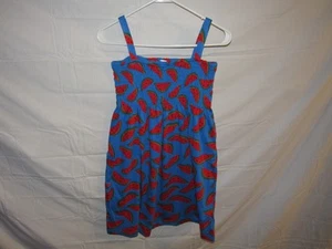 Hanna Anderson Girls Blue Red Watermelon Cotton Sleeveless Sun Dress Size 10 - Picture 1 of 4
