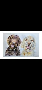 Retrato grande firmado por A2, pintura de perro gato, arte para mascotas, obras de arte originales firmadas - Imagen 1 de 13