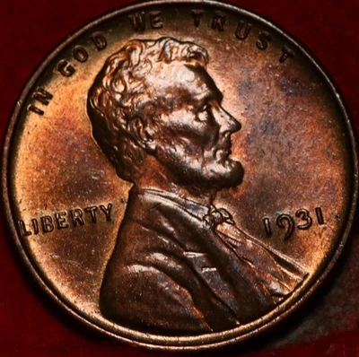 Uncirculated 1931 Philadelphia Mint Copper Lincoln Wheat Cent - Image 1 of 2