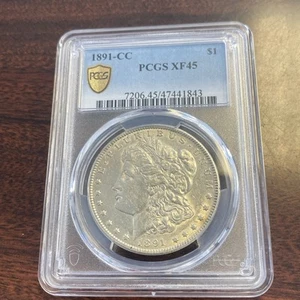 1891-CC Morgan Silver Dollar - PCGS XF 45 - Gold Shield - Picture 1 of 4