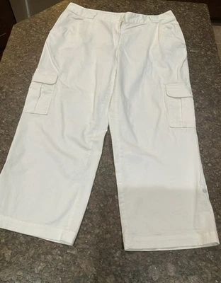 Hearts of Palm Women's Cargo Cropped Pants Stretch White Size 18 - Image 1 of 4