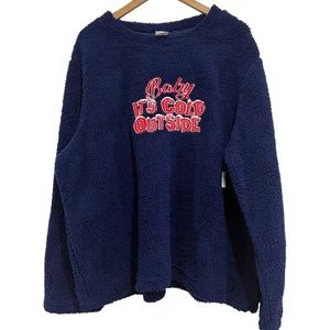 Sudadera Sherpa de Vellón Navidad Holiday Time Bebé Hace Frío Exterior Plus 3X - Imagen 1 de 6