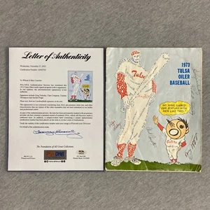 Satchel Paige Autographed 1973 Tulsa Oilers Baseball Program PSA/DNA - Picture 1 of 6