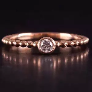 18k Rose Gold Round H SI1 Diamond Solitaire Engagement Ring .15ct 2.05g - Picture 1 of 12