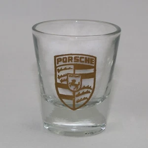 Porsche Shot Glass Clear Gold Emblem 2.25 Inches Tall - Picture 1 of 12