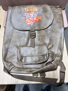 Vintage Disney TailSpin Faux Leather Backpack 90s Cartoon Brown Rare NIP Large - Picture 1 of 3
