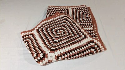 Beautiful Vintage Crochet Afghan Throw Blanket - 59x39 Great 60's/70"s Color  - Image 1 of 4
