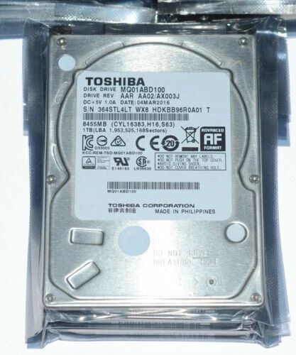 TOSHIBA 1TB 2.5" 5400RPM SATAIII Laptop HARD DRIVE MQ01ABD100 - Image 1 of 4