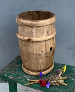 Primitive Wooden Farm Barrel, Wine Barrel, Vintage Barrel, Unique Barrel, Wooden - Picture 1 of 10