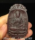 2.5"Alte Hornschnitzerei Kwan-Yin Guanyin Quanyin Buddha Amulett Anhänger