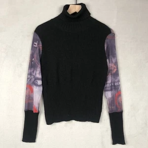 NEU OHNE ETIKETT ITALY Rollkragenpullover Wollmischung transparenter Rücken Gr. XL schwarz Bündchen Luxus - Bild 1 von 12