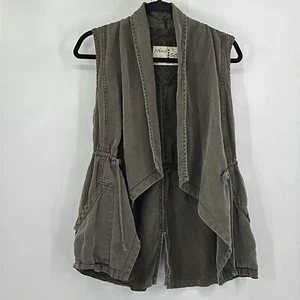 Mind Set by XCVI Linen Blend  Utility Vest Green Size Large - Picture 1 of 6