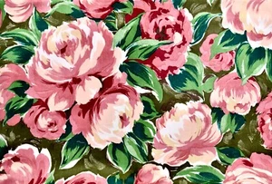 Field of Pink Flowers Fabric,Grn.Leaves,Teflon Coated,Soil&Stain Resistant,78x56 - Picture 1 of 1