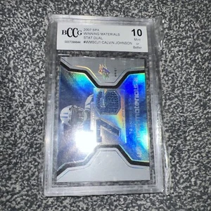 2007 SPX Winning Materials Stat Dual Calvin Johnson Stat Duel Event getragene Karte. - Bild 1 von 2
