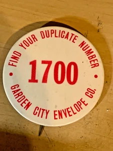 Vintage Employee Badge ? Garden City Envelope Co 2 1/4" - Picture 1 of 2