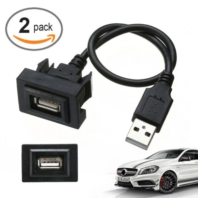 2PCS Car Dashboard Flush Mount Male to Female Extension USB Cable For Toyota - Image 1 of 4