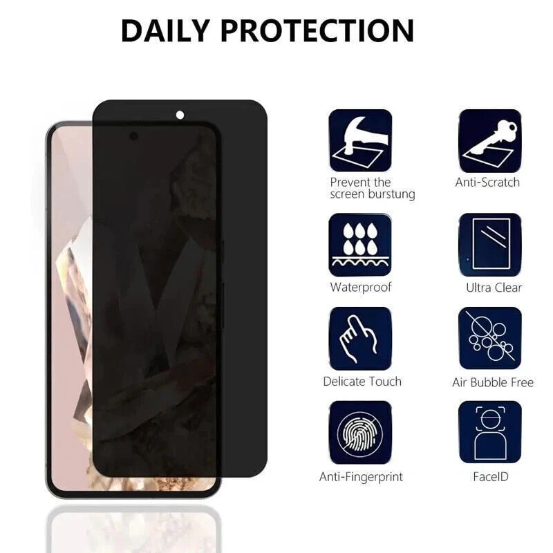 Anti-spy Privacy Tempered Glass Screen Protector For Google Pixel 9 8 Pro 7 Pro - Image 1 of 1
