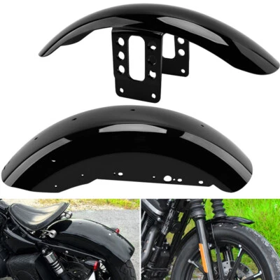 Vivid Black Front & Rear Fenders Fit For Harley Sportster XL 1200 883 2004-2024 - Image 1 of 4