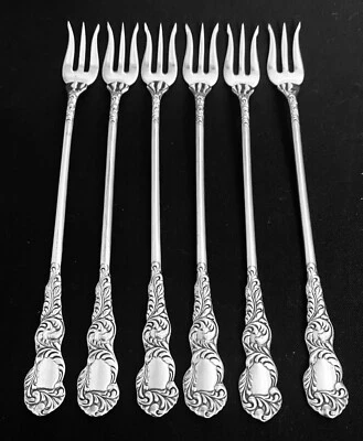 1894 RIALTO HOLMES EDWARDS INTERNACIONAL JUEGO DE 6 TENEDORES DE CÓCTELES MARISCOS Foto 1 de 4