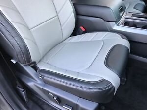 2015-2018 Ford F150 XLT SuperCrew Leather Seat Covers LIMITED Black Gray