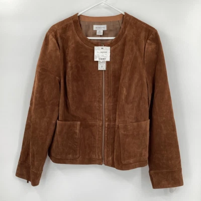 Chaqueta de cuero con cremallera completa Liz Claiborne para dama nueva con etiquetas - XL Foto 1 de 4