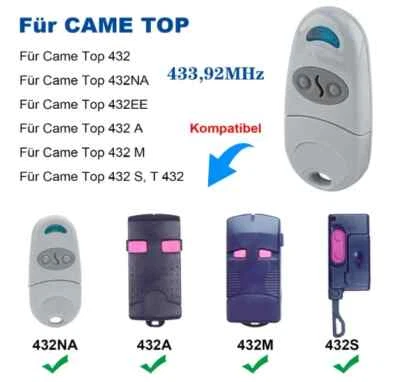 1 Stück Garagentor Handsender Für Came Top 433,92MHz 432NA, 432EE, 432M, 432A - Bild 1 von 4