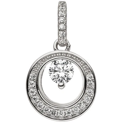 Ciondolo In Argento Sterling 925 Con 23 Zirconi Collana Rotonda - Immagine 1 di 4