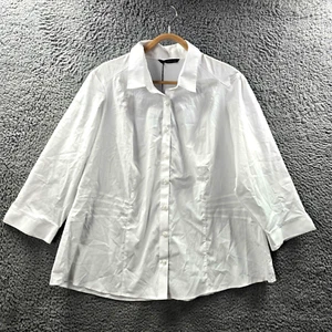 New M&S Womens Blouse Top Size 22 White 3/4 Sleeve Collared Button-Up - Picture 1 of 15