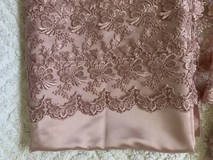 Dusty Pink Satin with matching Lace for Bridal Formal Casual Apparel NO STRETCH - Picture 1 of 8