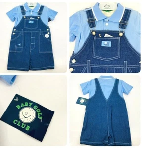 Bebé Club de Golf Camisa Pantalones Cortos Conjunto General Azul Caddy Traje Denim Manga Corta - Imagen 1 de 8