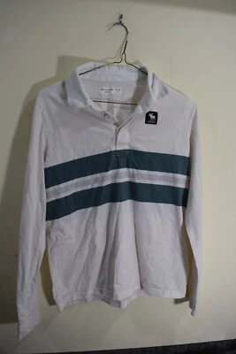 Abercrombie Niños NIÑOS L 13-14 Ligero Rugby Polo Rayas Camisa Blanca LEER Foto 1 de 4