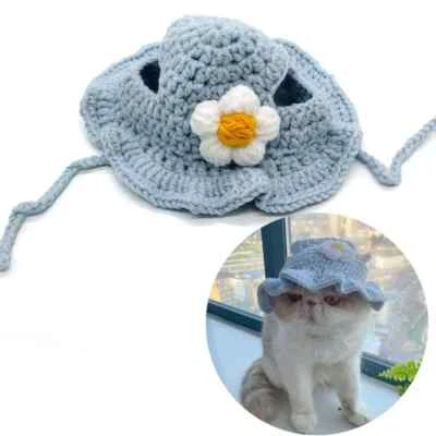 Cute Refined Cat Hat Elastic For Autumn Winter Pet Puppy Kitten Knitted Headgear - Image 1 of 4
