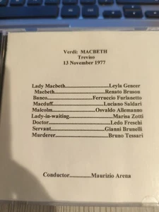 Live Opera Recording CD -703 1977 Macbeth Gencer Bruson Furlanetto Saldari Zotti - Bild 1 von 1