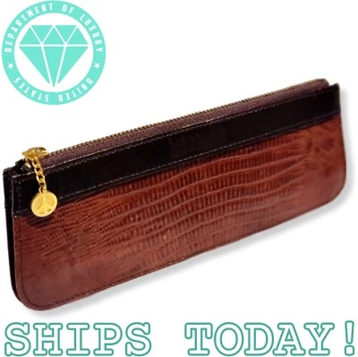 Mini bolso sin asas Moschino vintage con cremallera piel de cocodrilo micro signo de la paz MOSCA Foto 1 de 4