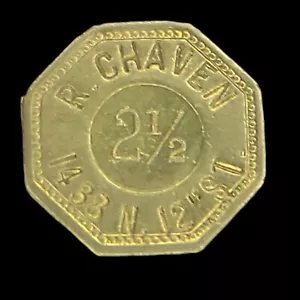 2½ ¢ R. Chaven 1438 N. 12th Street Trade Token/Coin - Picture 1 of 3