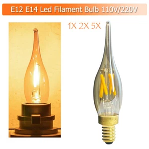 1X 2X 5X Led Filament Bulb E14 E12 Brown Glass Shell Flame shape 360degree Beam - Picture 1 of 13