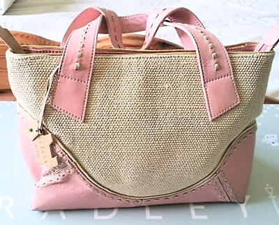 RADLEY handbag with dog tag. Pink/cream. Lovely style. Vgc - Image 1 of 4
