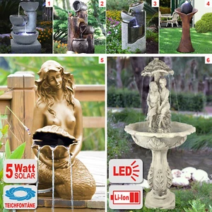 SOLAR GARTENBRUNNEN SPRING BRUNNEN ZIER BRUNNEN SOLARBRUNNEN WAND WASSERSPIEL - Bild 1 von 34