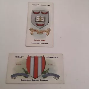1906 Wills Cigarettes School Arms Cards - Blundell’s Tiverton & Hailybury X - Picture 1 of 2